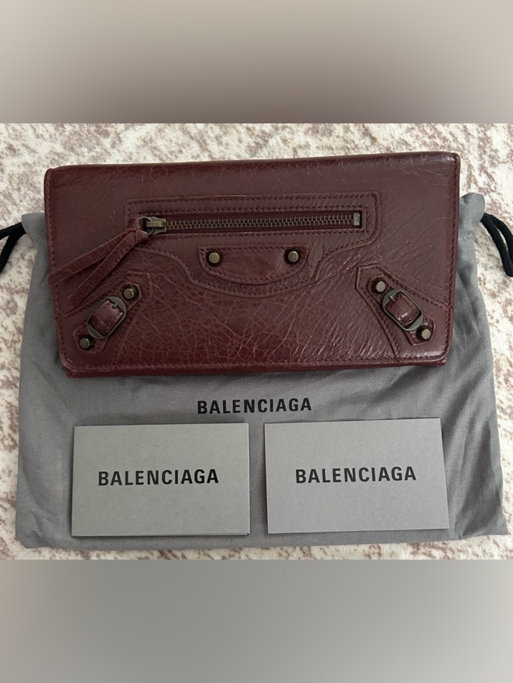 Balenciaga Le City Long Wallet in Burgundy